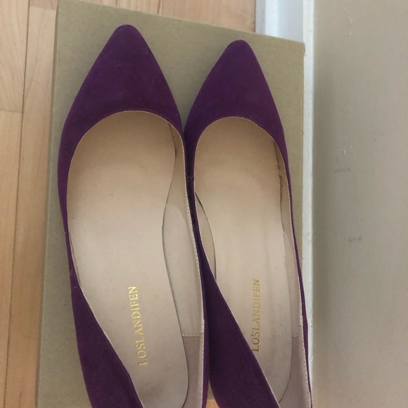 💜 LOSLANDIFEN Low Heels Shoes in Stunning Dark Violet 💜 Colour - Picture 6 of 8